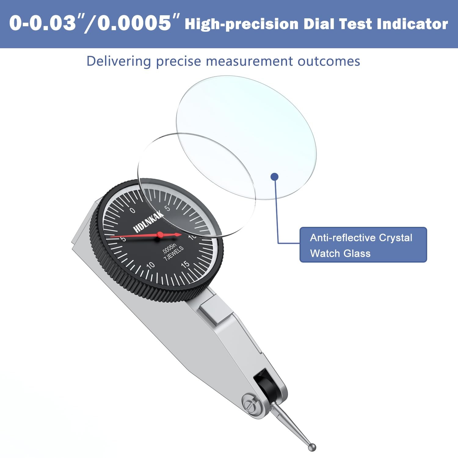00.03/0.0005 Inch Dial Test Indicator Portable Case Steel Dovetail Mount