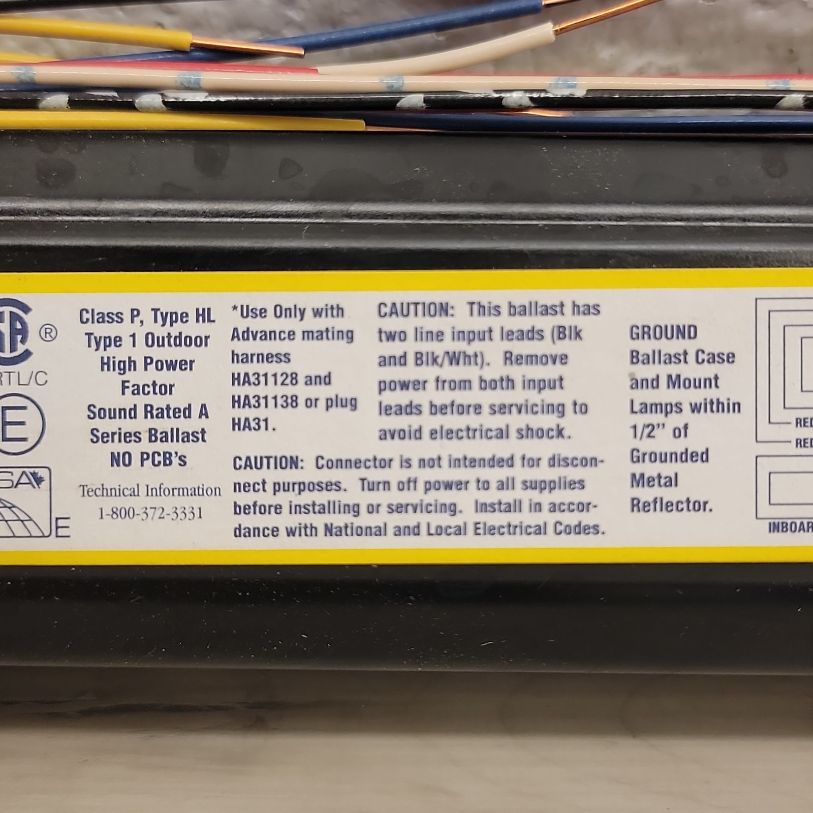 Advance R-4S40-A-TP-AC R4S40ATPAC Type HL Class P Rapid Start Ballast 120V 60HZ