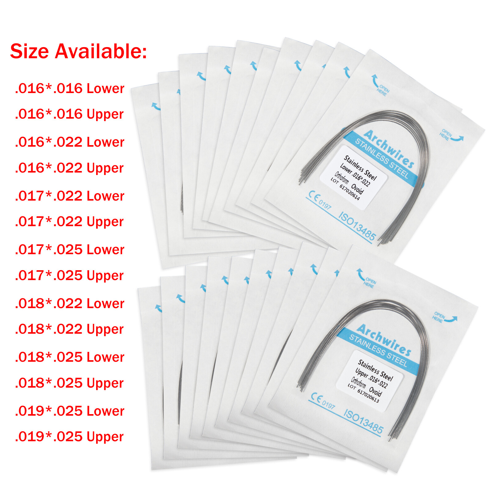 Orthodontic Arch Wire Heat Activated /Niti/Stainless Steel Ovoid/Natural form