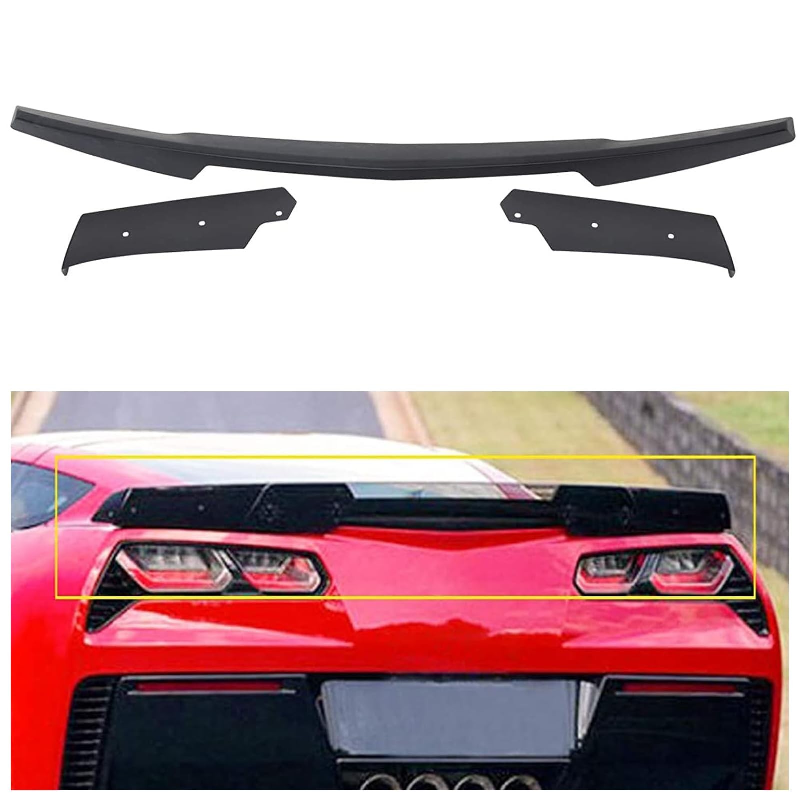 Ecotric Rear Winglets Compatible 2014-2019 Chevy Corvette C7 Exterior Rear Wing