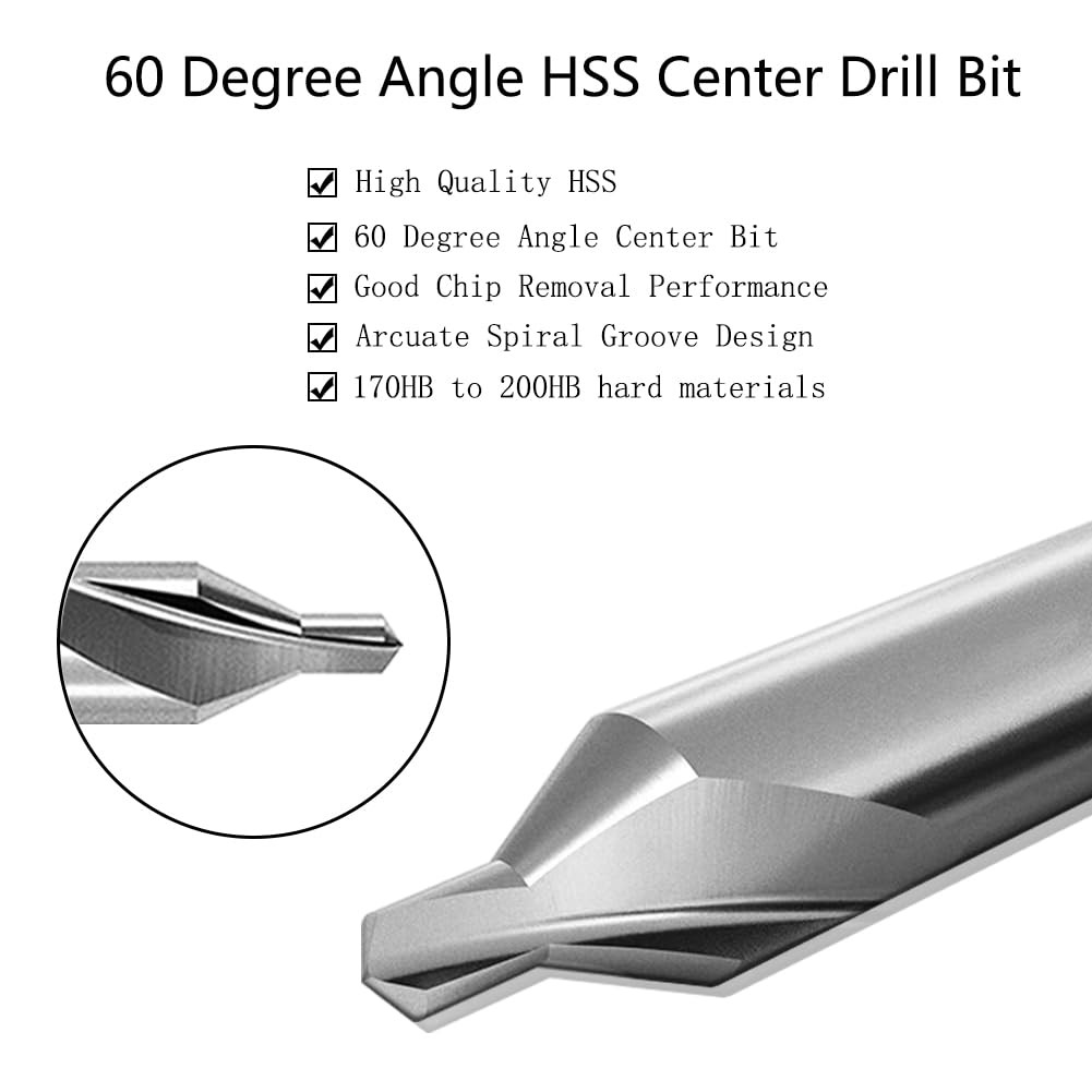 SeonFook 8 PCS Center Drill Bits Set, 1.0, 1.5, 2.0, 2.5, 3.0, 4.0, 5.0, 6.0
