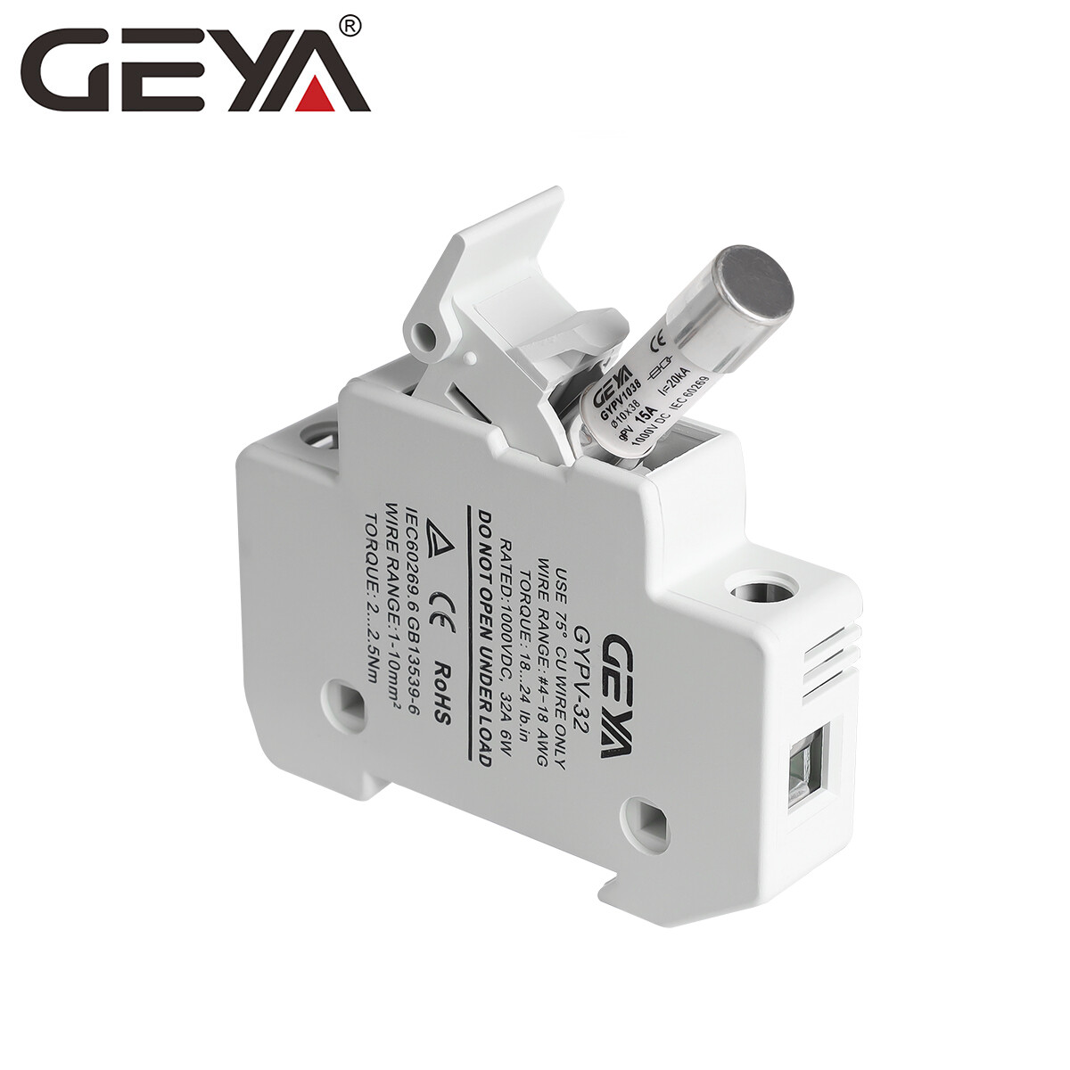 GEYA Solar PV 1/2Pole Fuse & Holder DC Protection 2-30Amp 10*38mm 20kA 1000VDC
