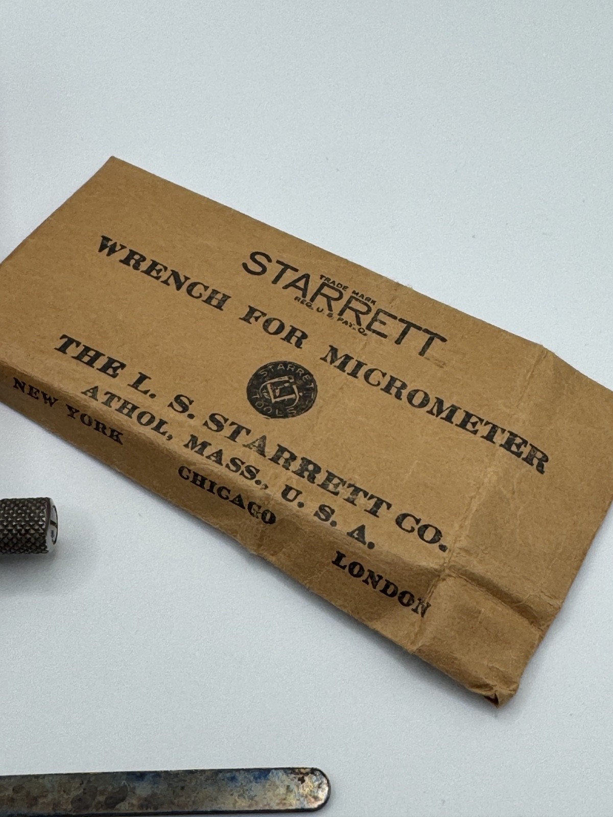Starrett No. 223RL Paper Micrometer Complete w/ Case Manual Wrench Excellent USA