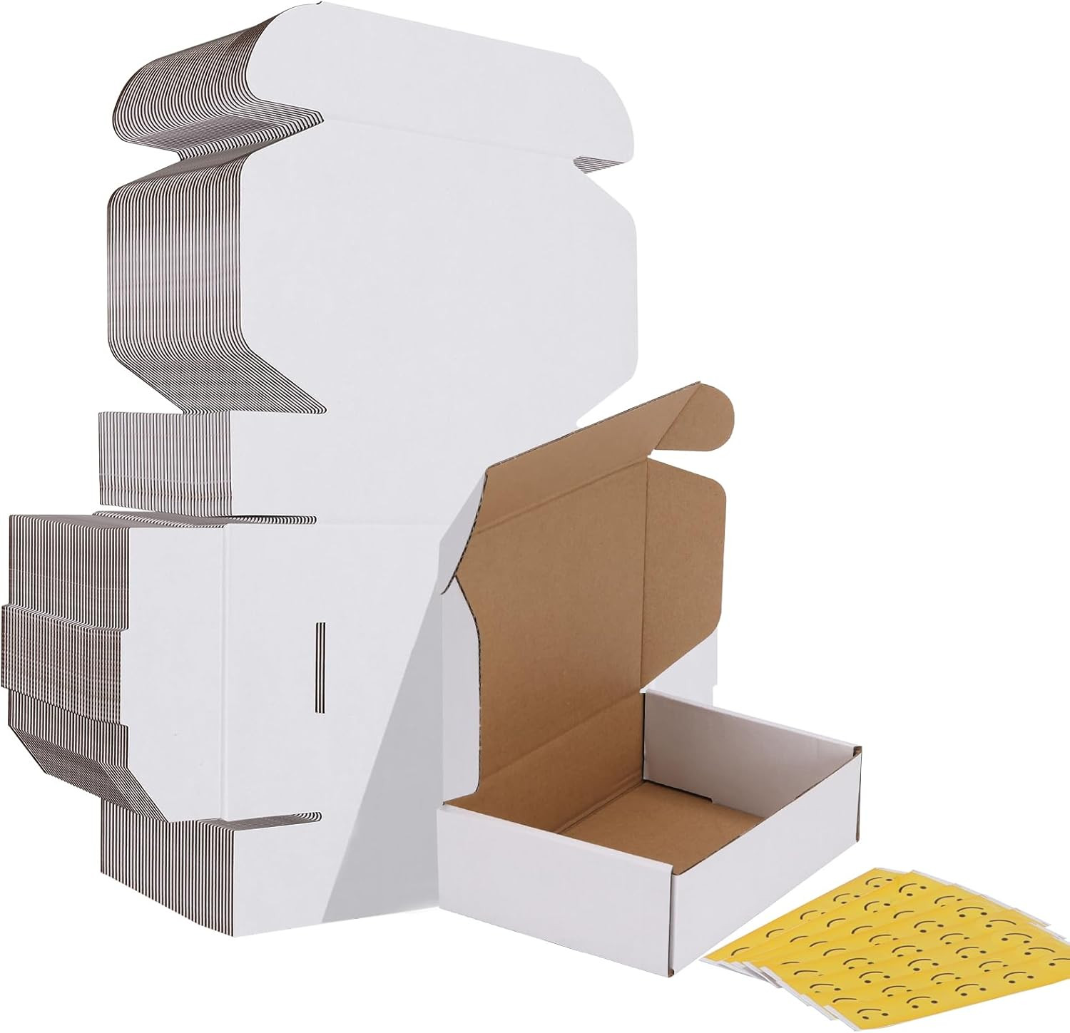9X6X2 Inches Shipping Boxes Set of 50, White Corrugated Cardboard Box Literature