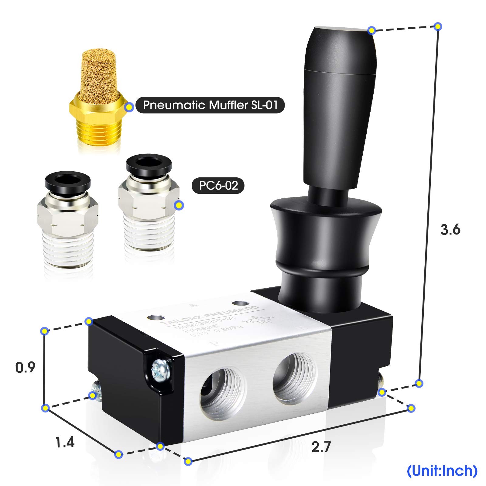 TAILONZ 1/4″NPT 3/2 3H210-08 Manual Valve