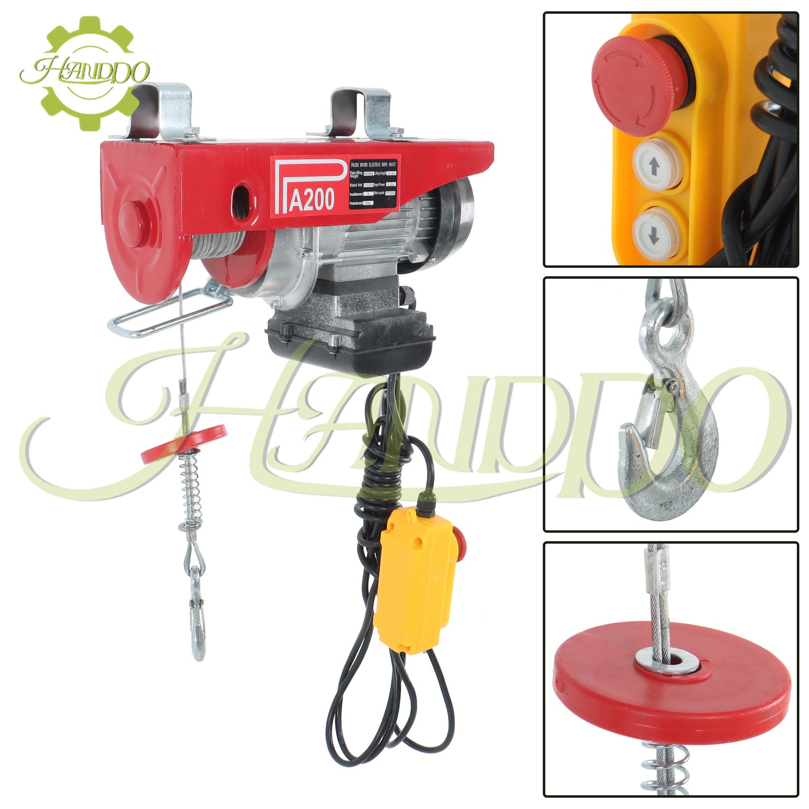 440lbs/ 200kg Electric Hoist with 14 FT Wired Remote Control 110V 510W Motor