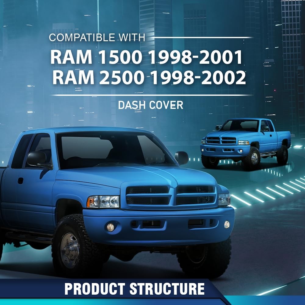 TPE Dash Bezel Pad Cover Beige for 1998-2001 Ram 1500 1998-2002 Ram 2500 3500