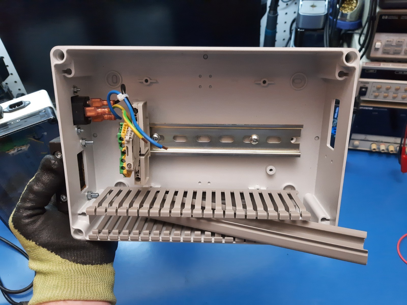 Industrial DIN-Rail Enclosure w/ Pre-wired Power Inlet, Connector Block & Fuse