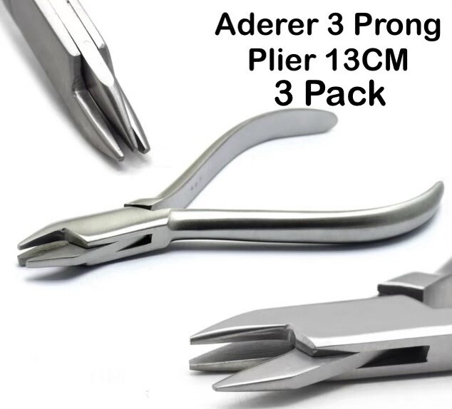 3× Dental Aderer Pliers Three Prong Orthodontic Wire Bending Instruments