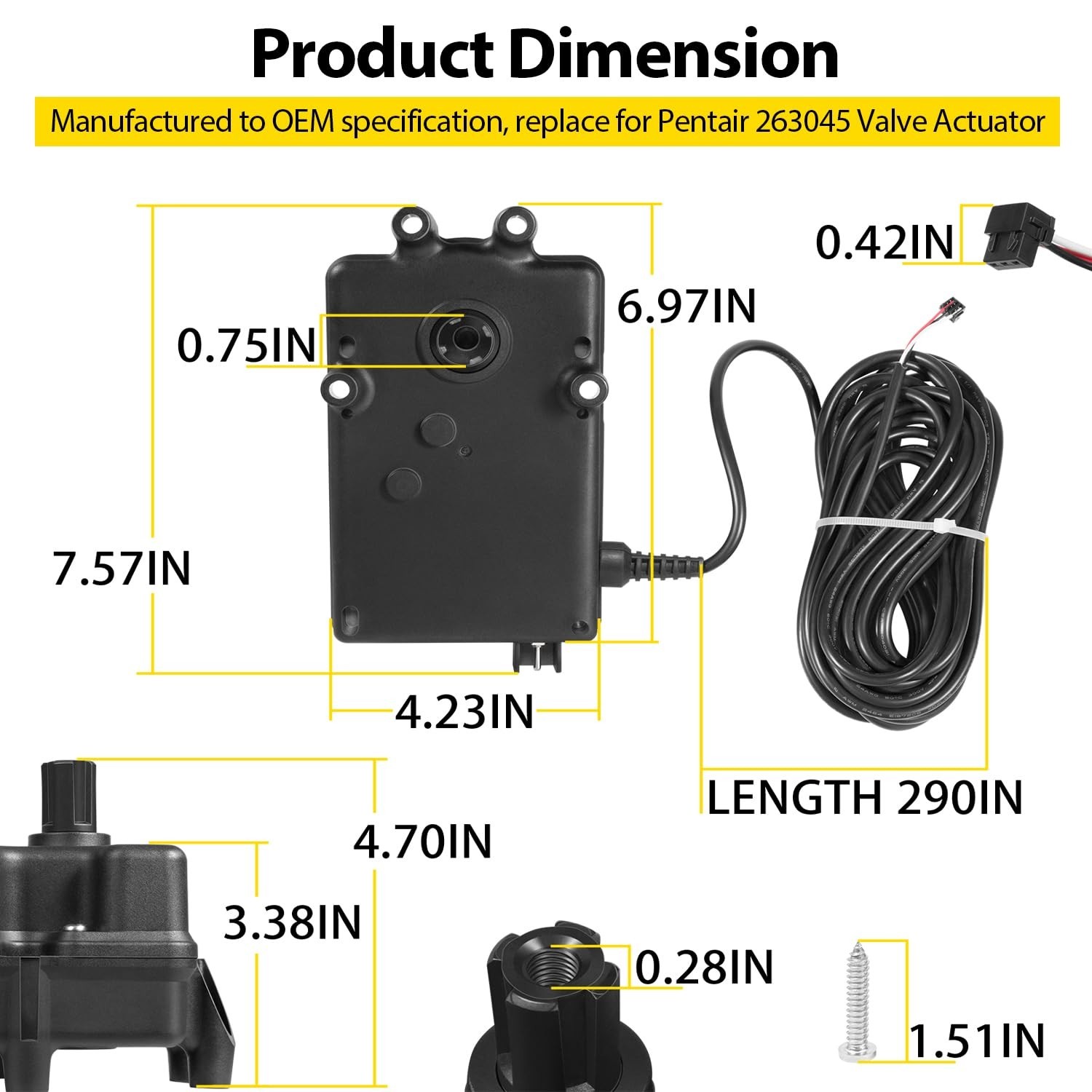 3-Port Valve Actuator 24VAC Compatible, 180° Rotation, 3-Wire, 25ft Cable
