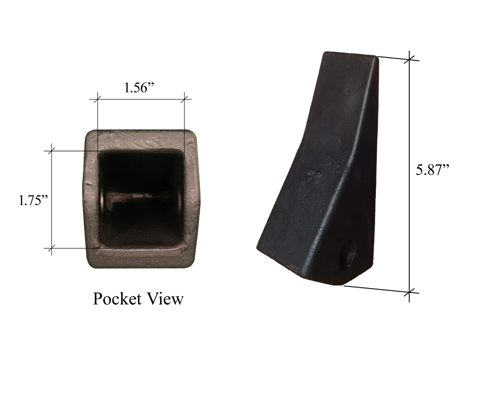 1 Excavator / Backhoe Bucket Weld On Shank, Tooth & Pin- 230, D51750, TF23D