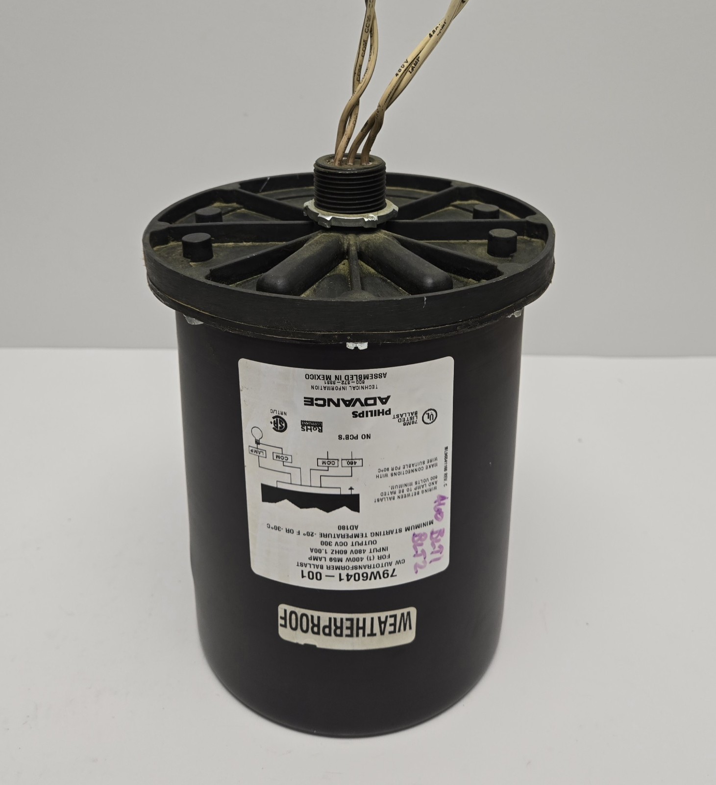 PHILLIPS ADVANCE OUTDOOR WATERPROOF TRANSFORMER BALLAST 79W6041001. 400W.
