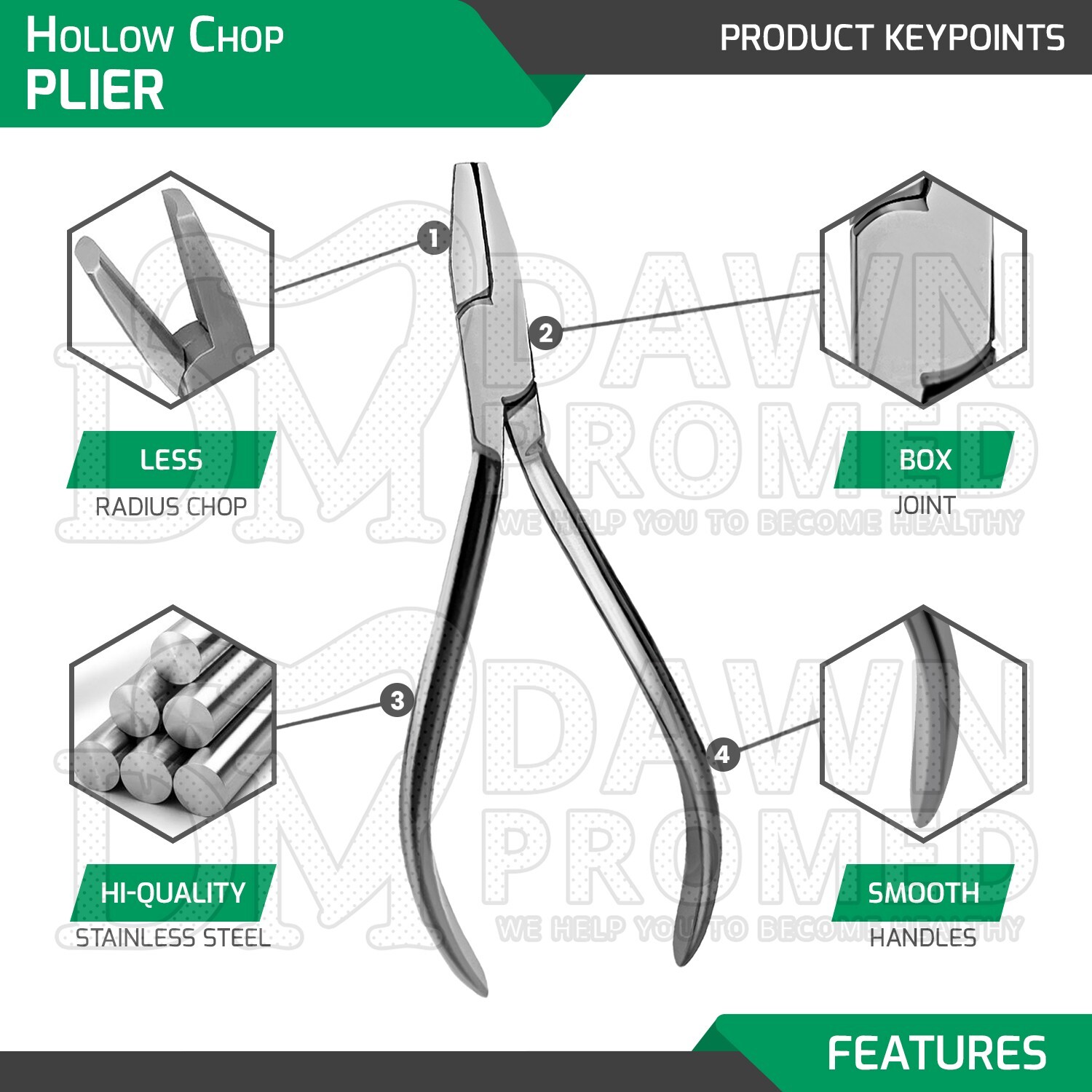 Hollow Chop Pliers 5.5″ Less Radius Orthodontic Dental Instruments German Grade