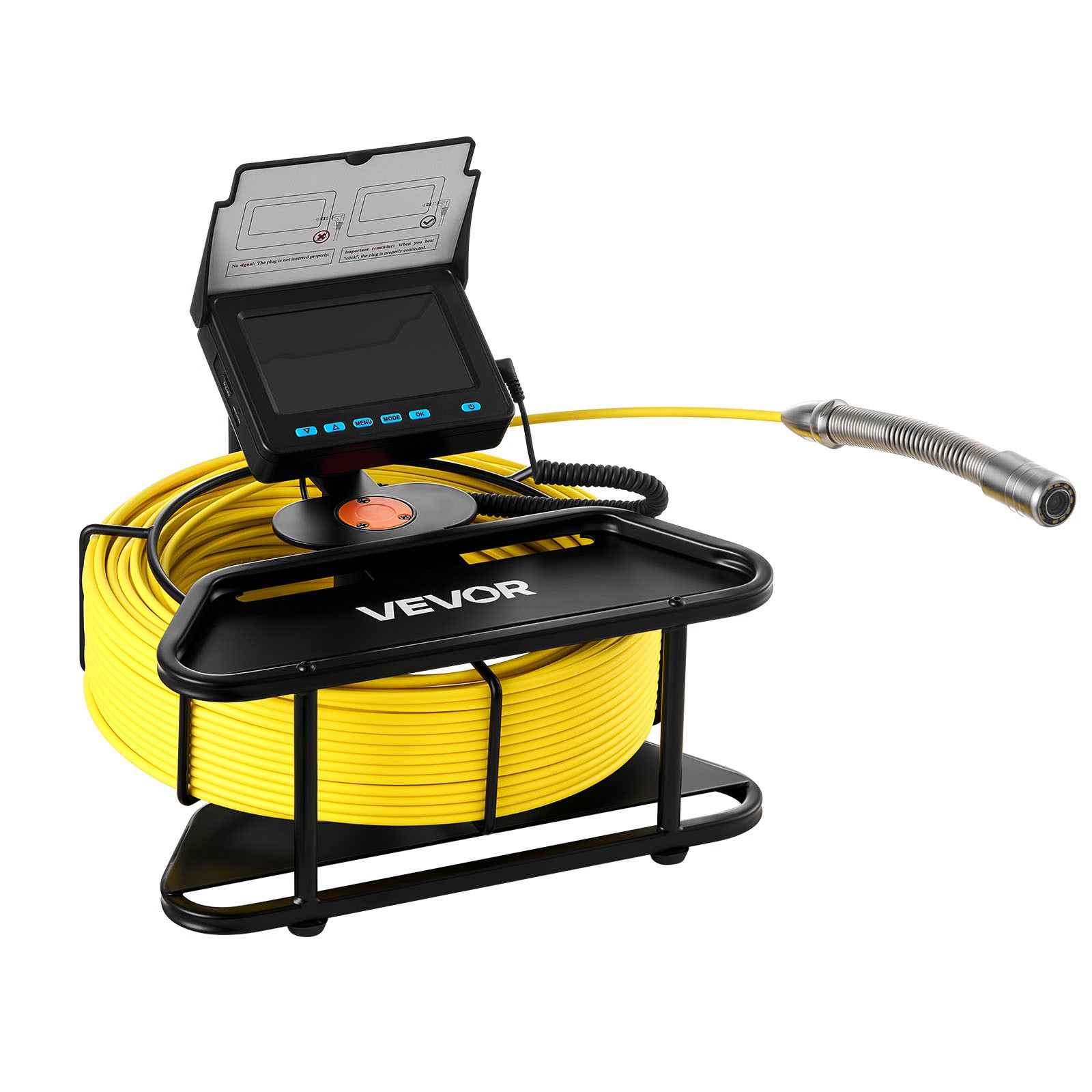 VEVOR Sewer Camera 98 ft Self-Leveling Drain Inspection Camera 4.3″ HD Screen