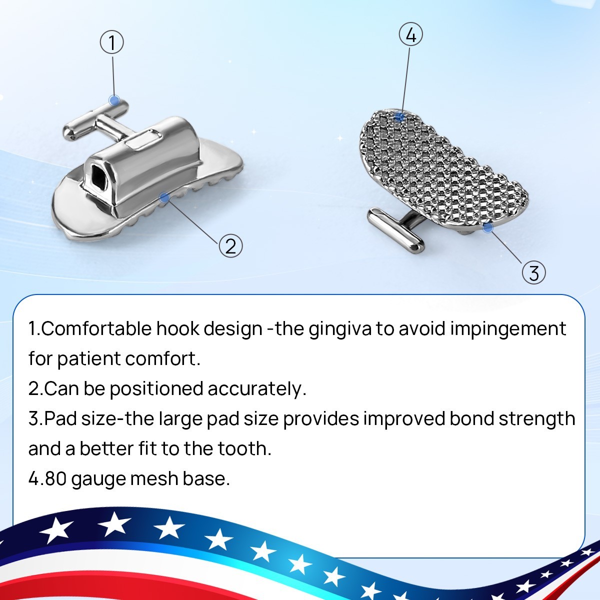 Dental Orthodontic Bondable Non-Convertible Rectangle Tube Roth 0.019*0.025
