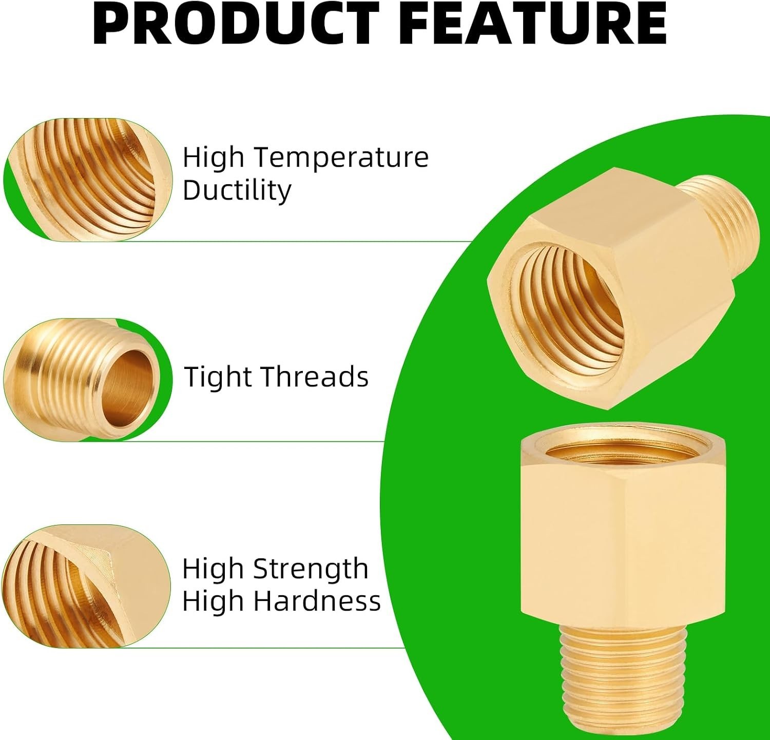 Brass Pipe Fitting,1/8 Inch NPT Male to 1/4 Inch NPT Female Brass Pipe Hose Tube