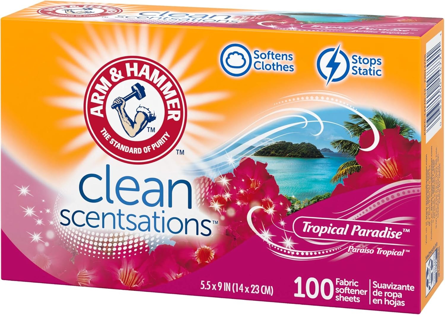 ARM & HAMMER Fabric Softener Sheets, Tropical Paradise, 1 Count (Pack of 100)