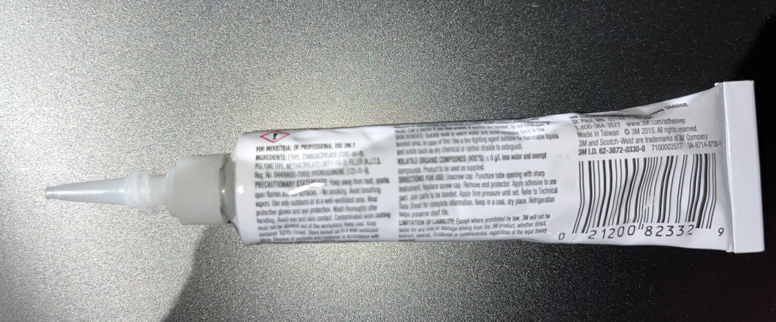 3M™ Scotch-Weld™ Gel Instant Adhesive/Glue CA50 Clear 20 Gram Tube w/ Applicator