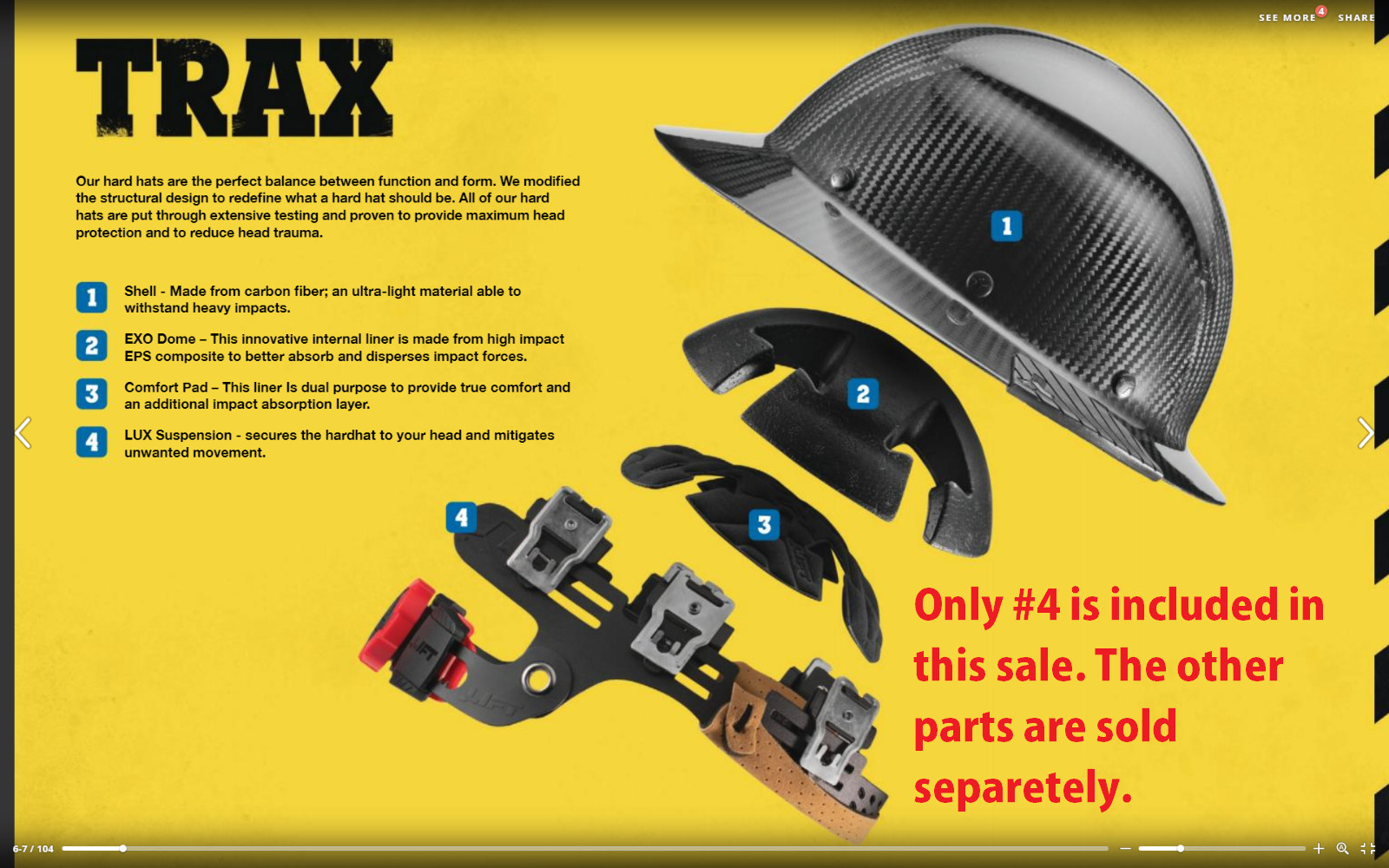 LIFT Safety TRAX Hard Hat Ratchet Replacement Suspension (FOR TRAX STYLE HATS)