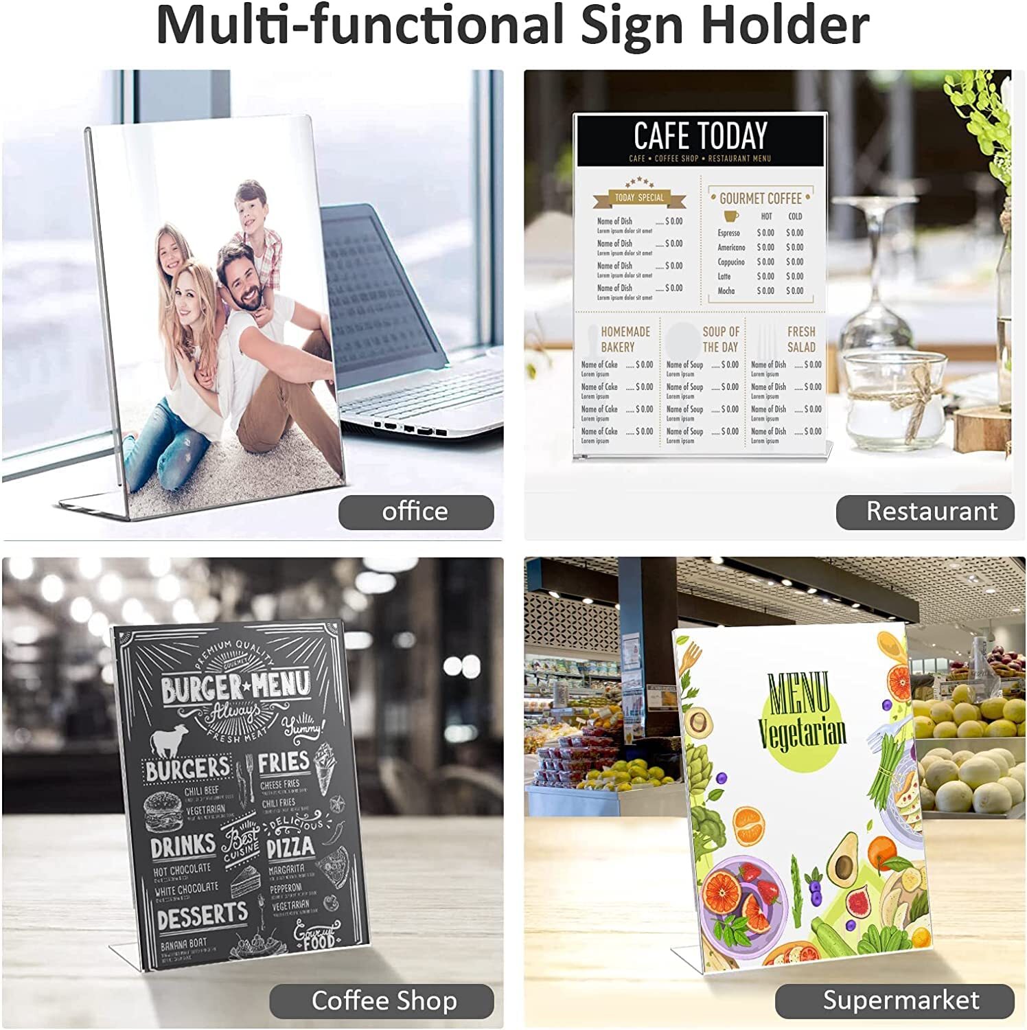 6 Pack 8.5×11 Inch Acrylic Sign Holders Flyer Document Brochure Display Holders
