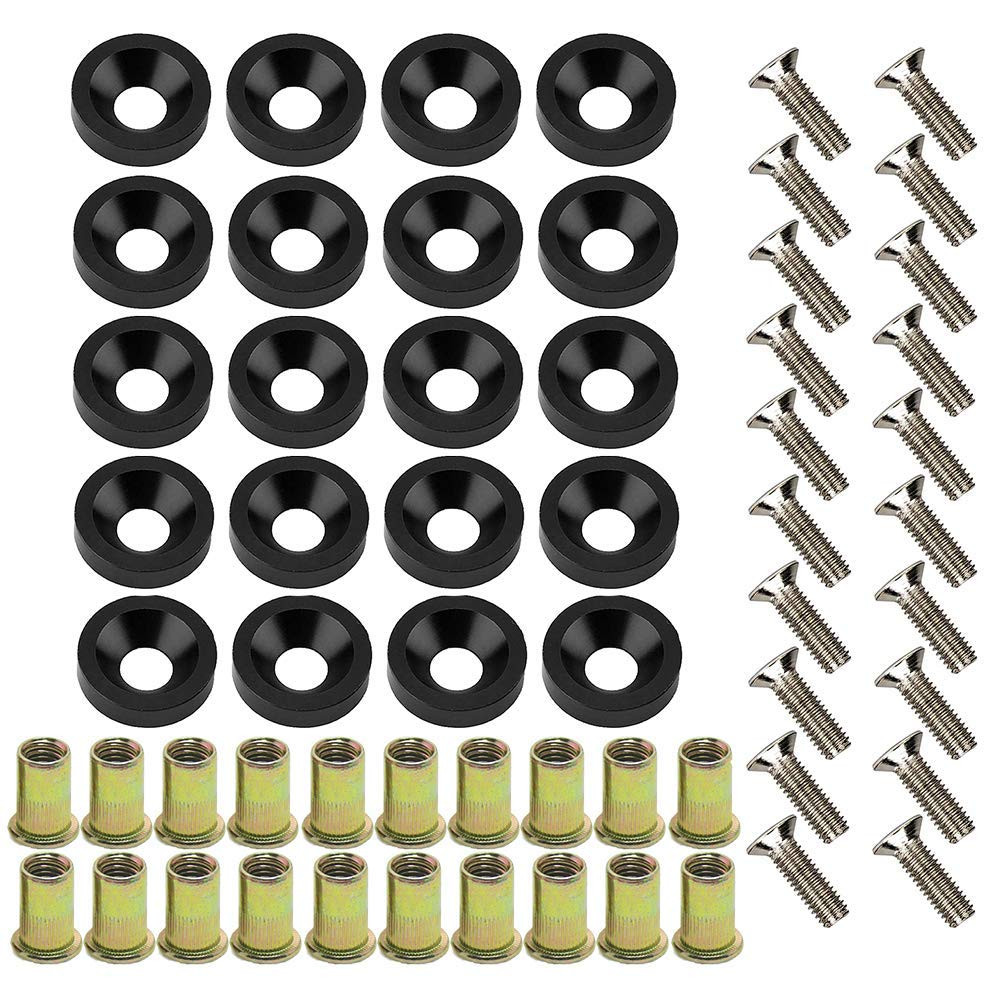 20PC CNC Fender Washer Bolt Rivet Nut Kit M6x20mm Aluminum Anodized Set