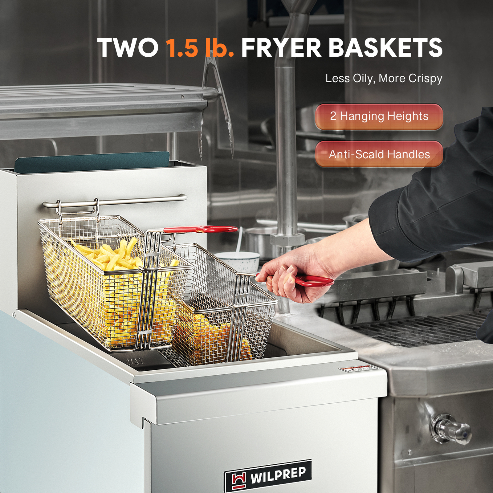 Commercial Floor Gas Deep Fryer Propane 2 Basket 90000 BTU 40lbs 400°F CSA