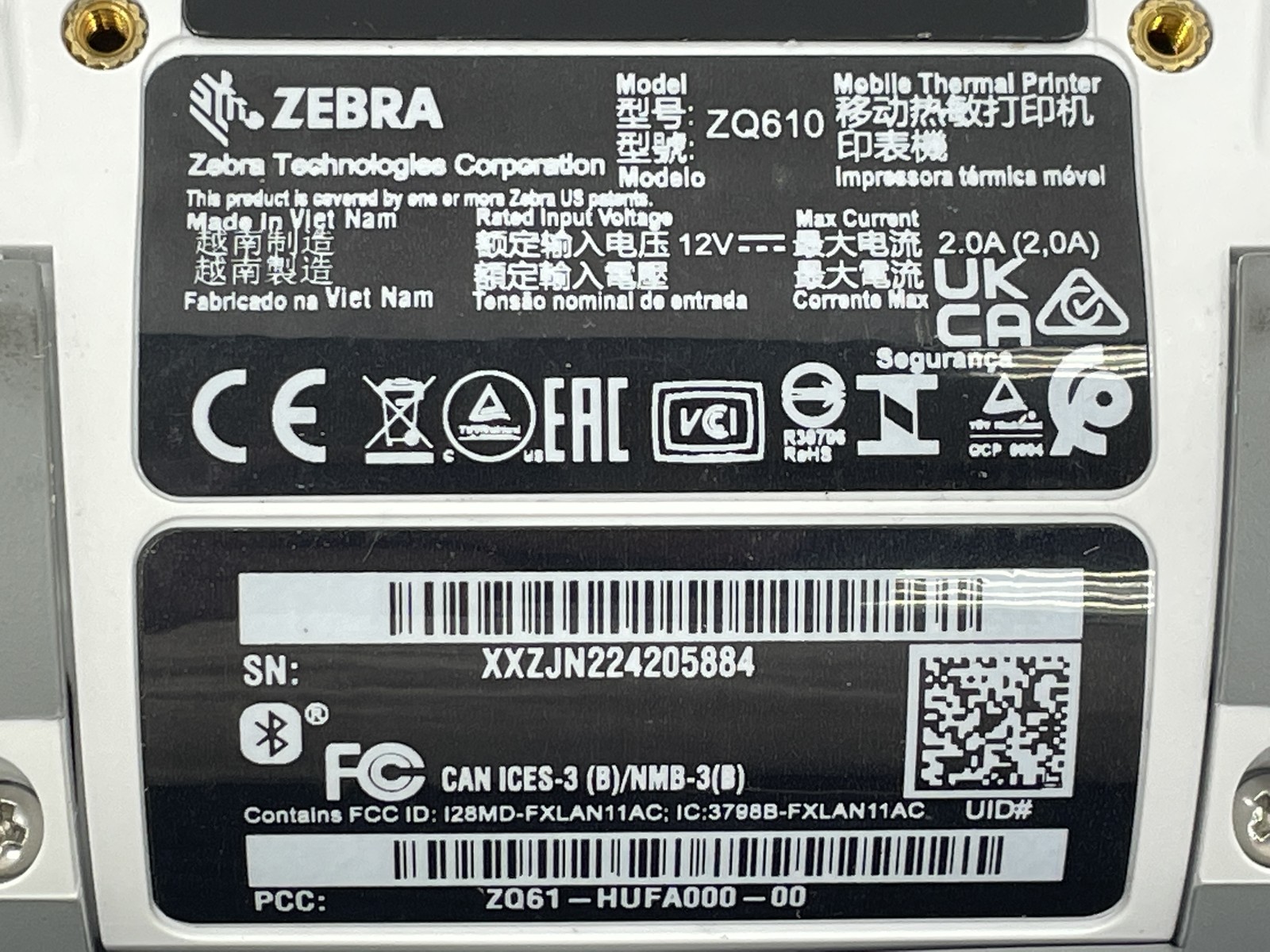 Zebra ZQ610 Direct Thermal Label Printer ZQ61-HUFA000-00 w/ AC – No Battery