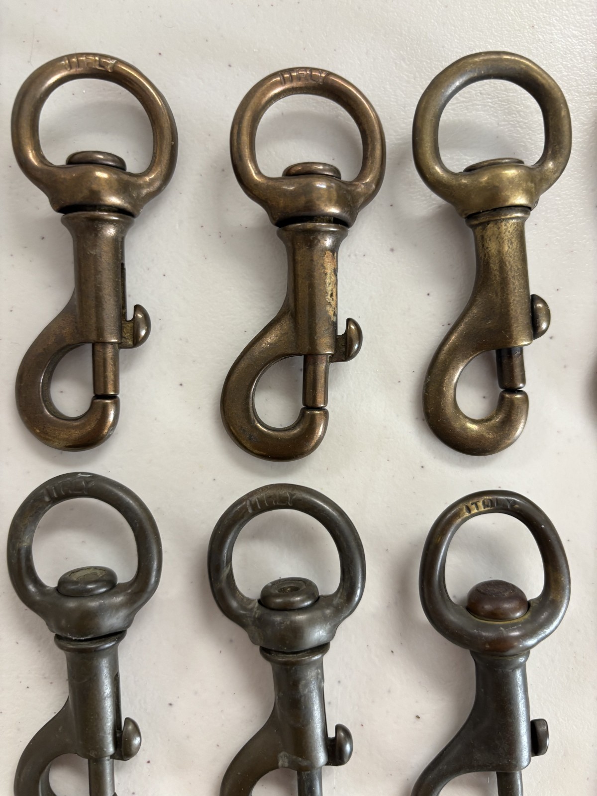 8 vintage Italy brass swivel snap hooks sailing rigging marine farm flagpole