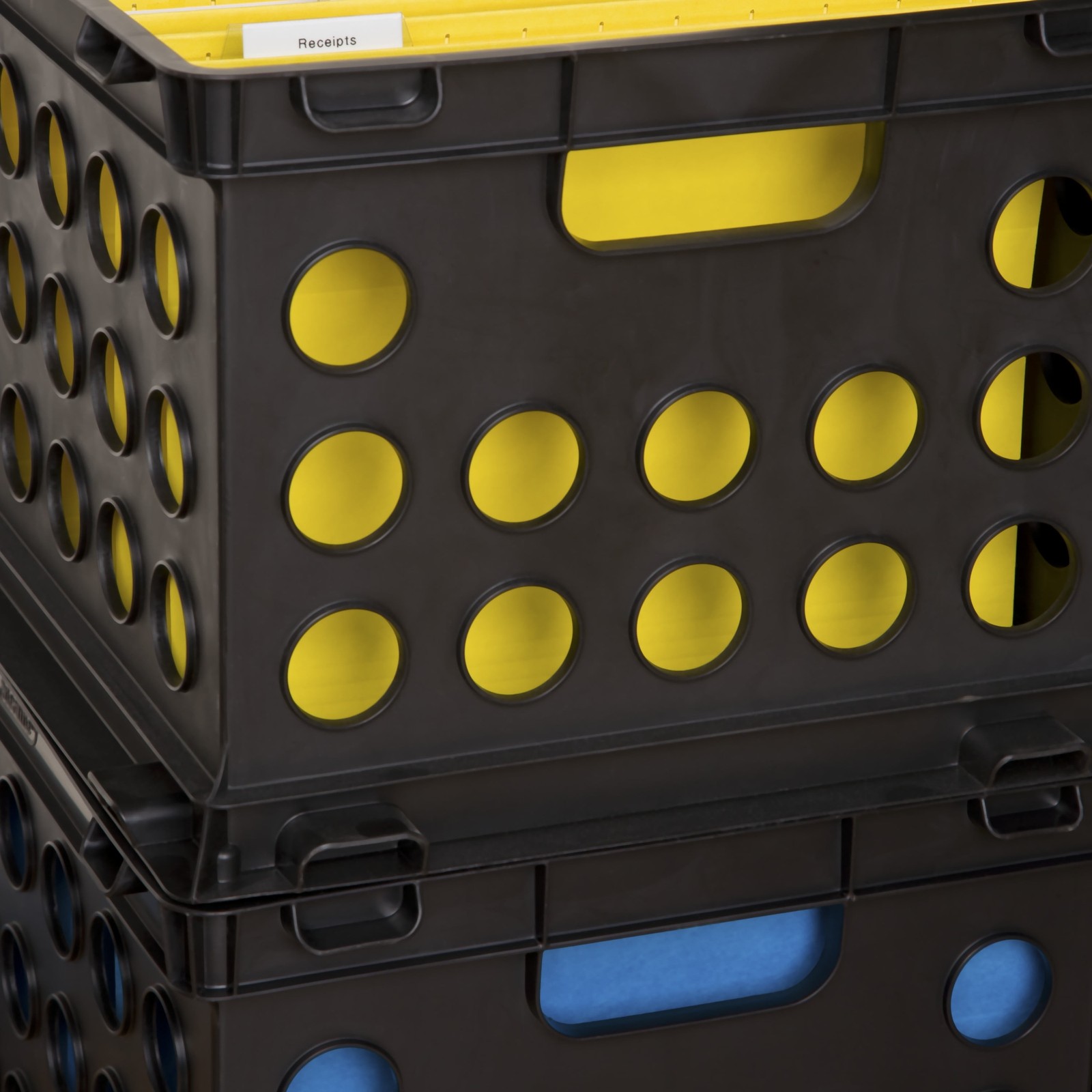 File Crate, Versatile Plastic Bin, Letter or Legal-Sized Storage, Black,6 Count