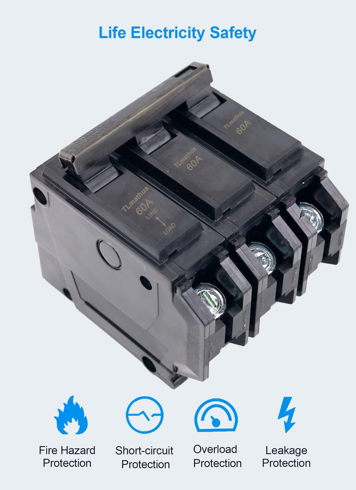 60 amp 3 Pole Breaker Plug-in Mount Type THQL Feeder Molded Case Circuit Brea…