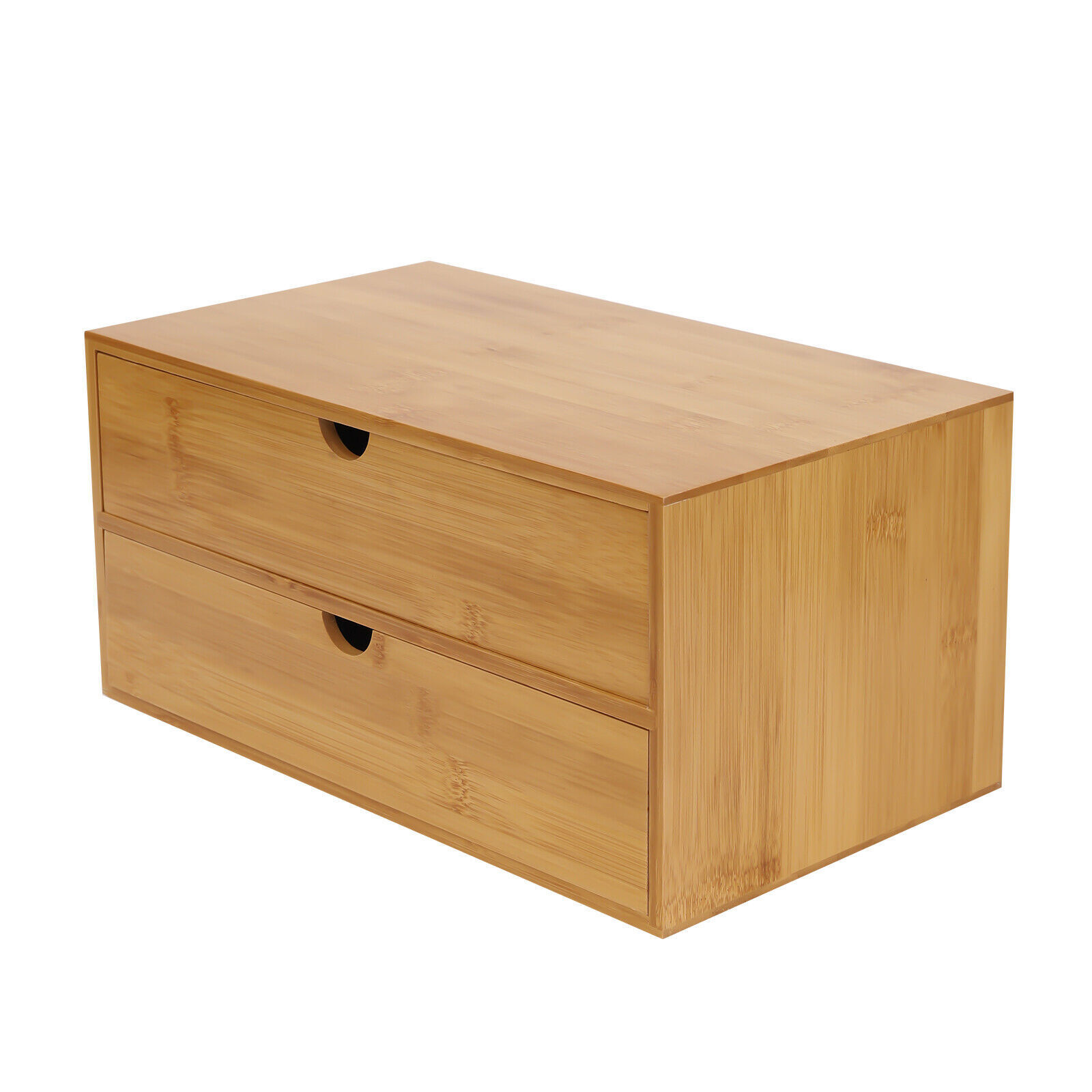 Bamboo Desk Organizer Drawers Tabletop Storage Box for Office Table Organization