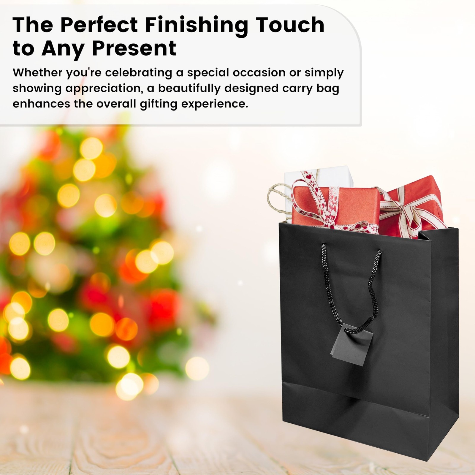 Novel Box Black Gift Bags with Handles 10 Pack 8x4x10 Inches Large Paper Bulk…