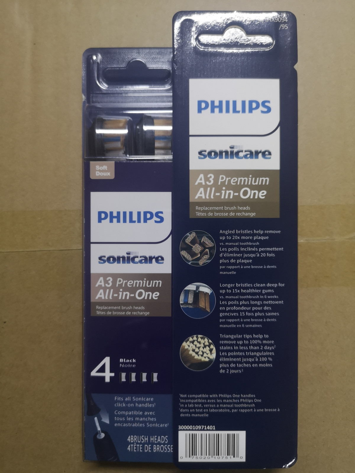 New PhilipSonicare A3 Premium All-in-One Sonic Toothbrush Replacement 4 Heads
