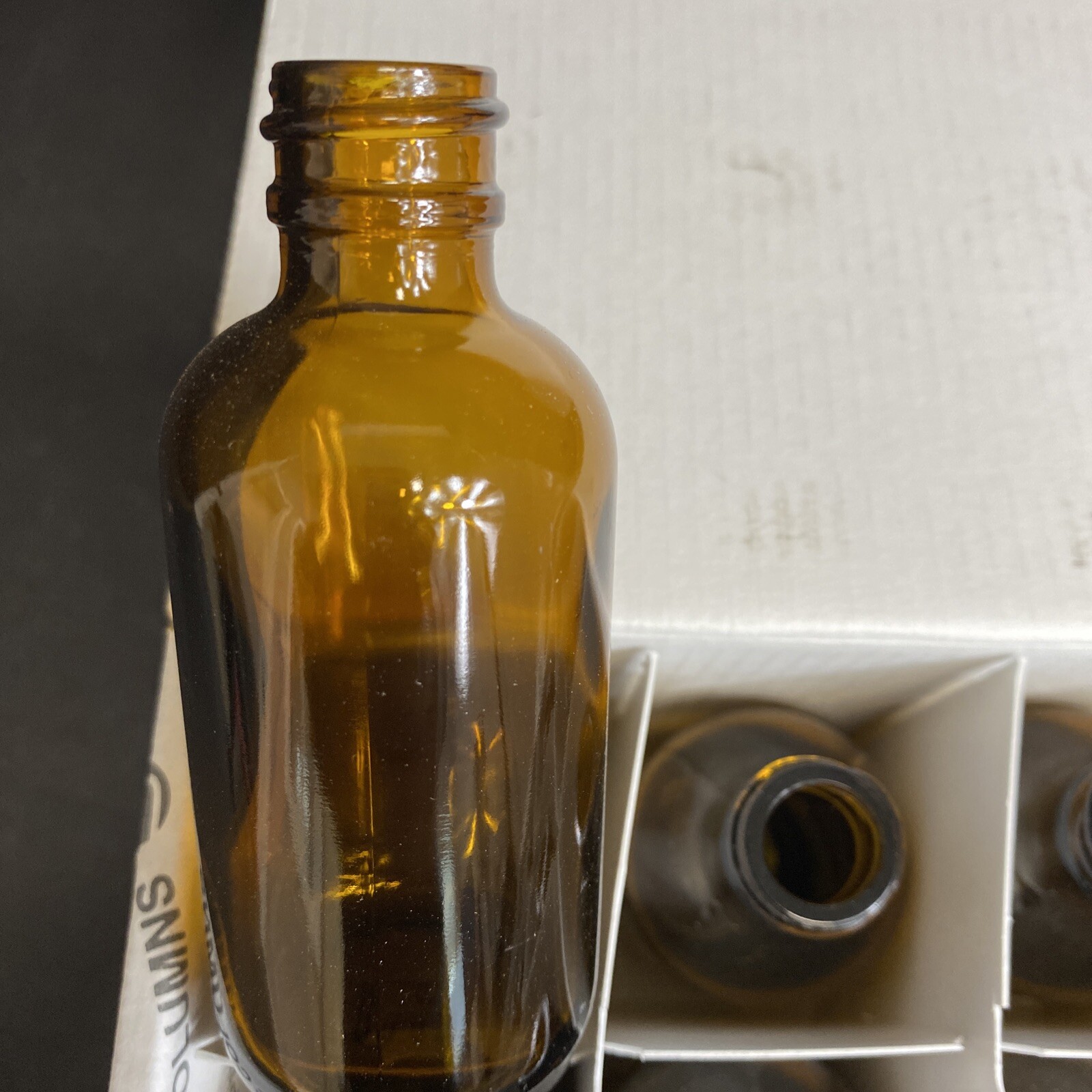 Supelco Amber Glass Bottle 2 oz with Crimp Cap Neck Total of 12 Bottles