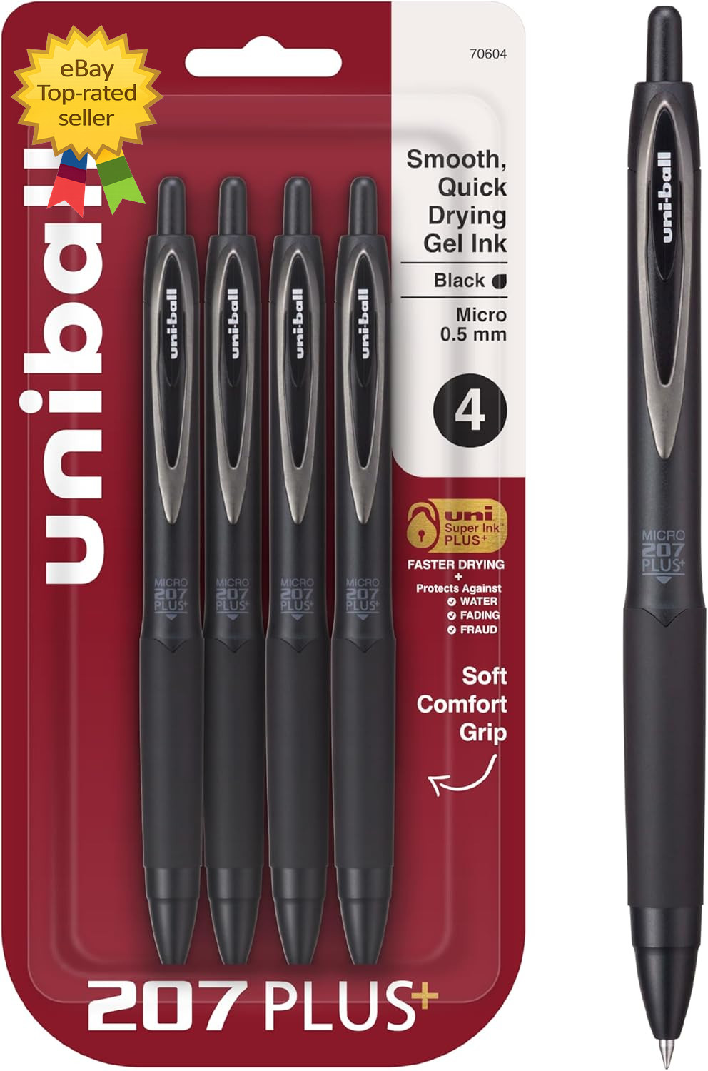 4 Pack Retractable Gel Pens 0.5mm Micro Point Click Pens Office School Writing