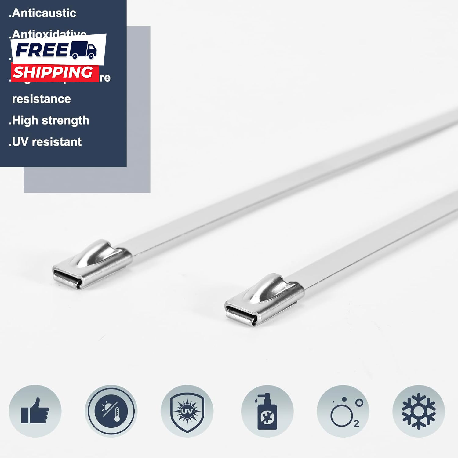 100 Pack Metal Zip Ties 11.8 Inch Heavy Duty 304 Stainless Steel Locking Cable