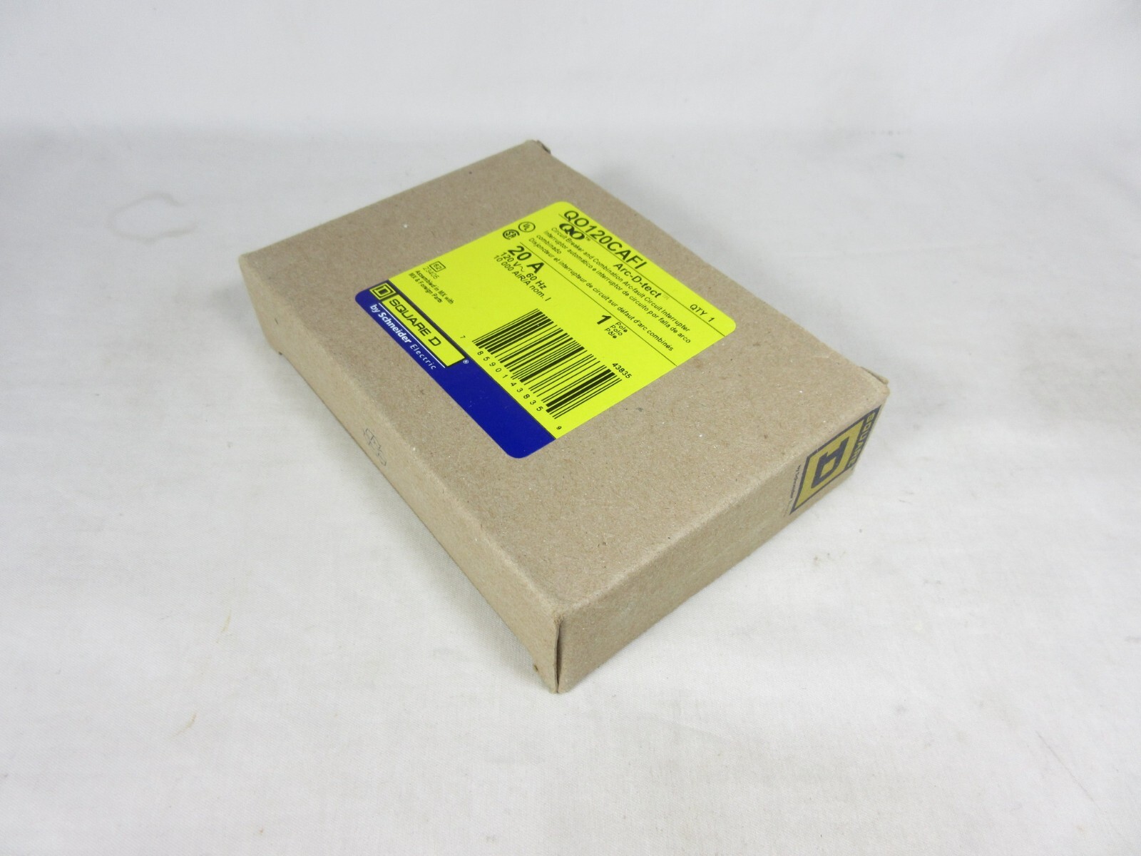 Schneider, Square D, Circuit Breaker, QO120CAFI, 20 Amps, 120 Volts, New in Box