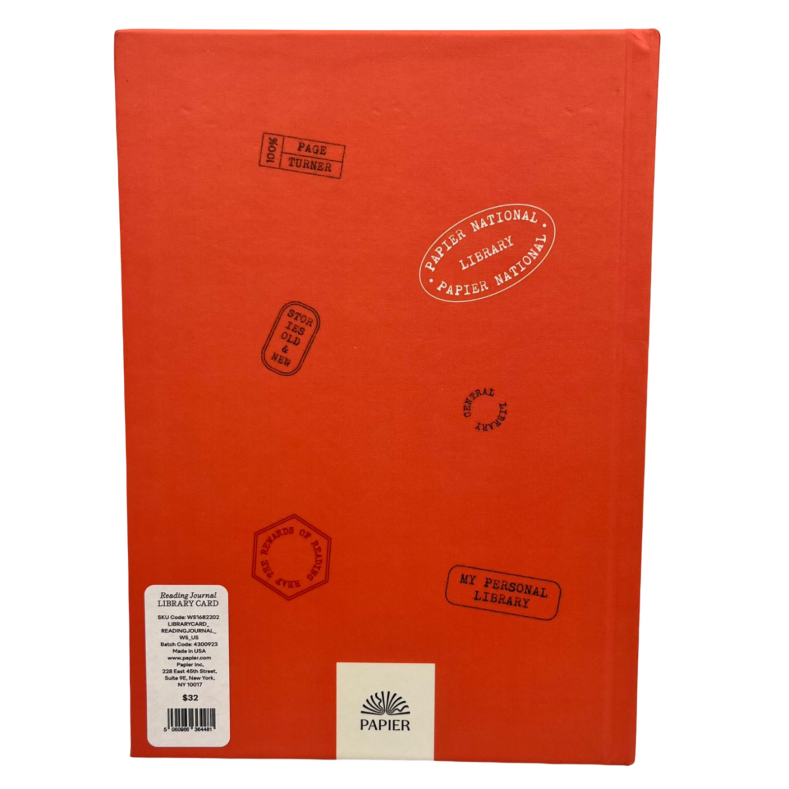 Library Card Reading Journal by Papier WS1682202 New *READ*