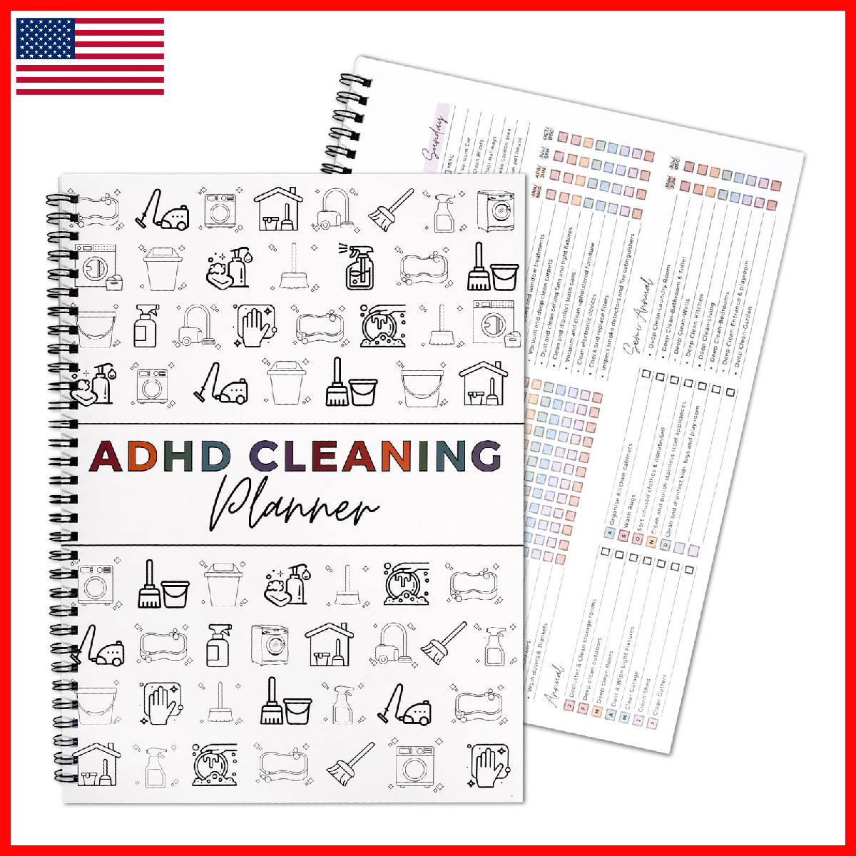 Fasbet 2Pcs Adhd Cleaning Planner For Adults Women Teens Adhd Cleaning And