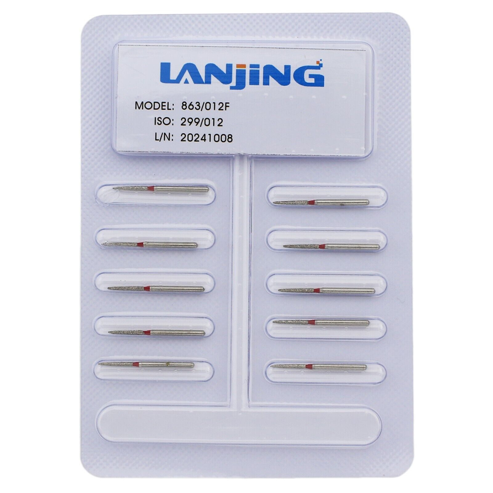 Dental Diamond Burs 863/012F Flame Bur Fine Grit Red FG for High Speed Handpiece