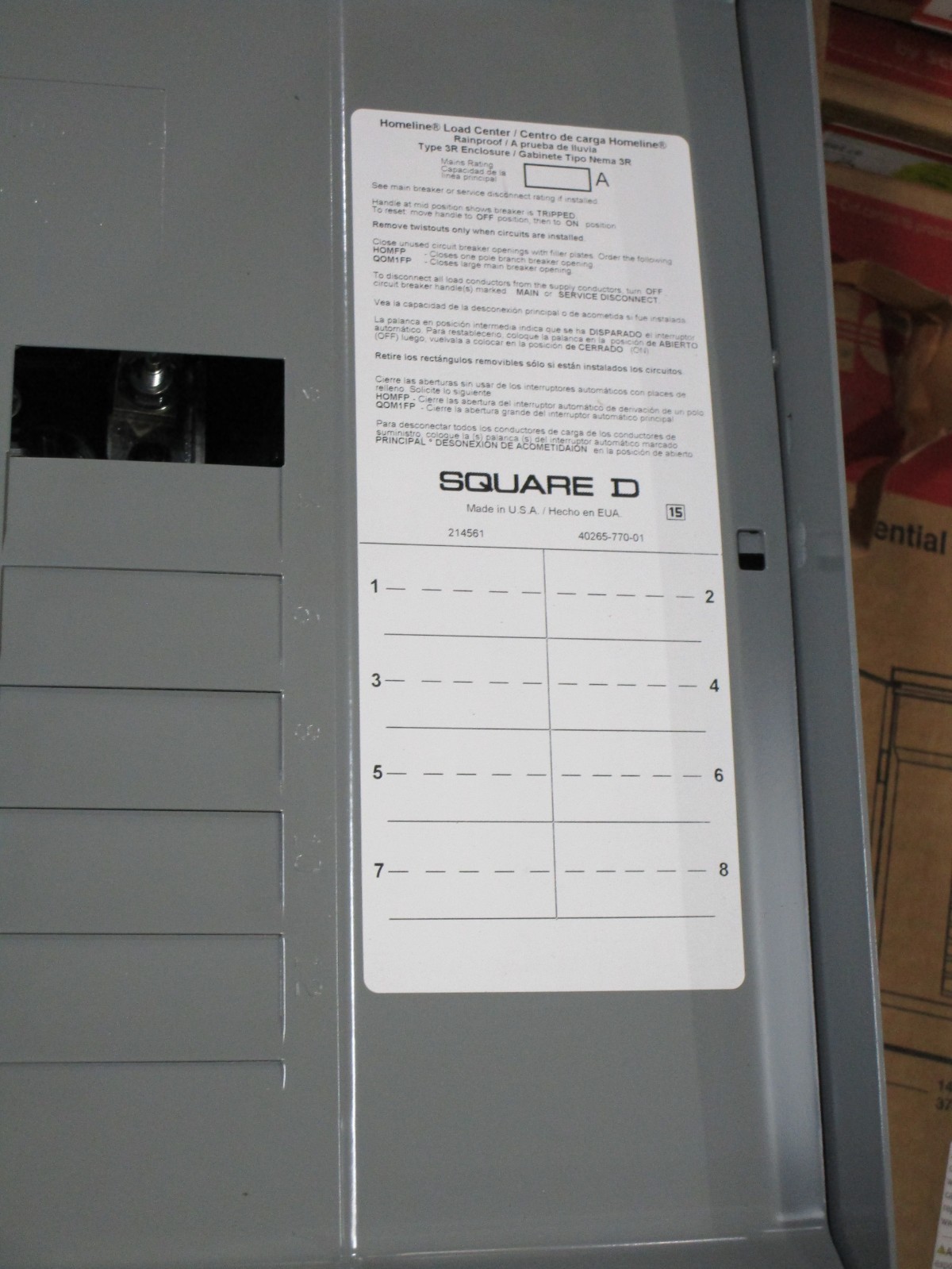 Square D 16-Circuit 125amp 8-space Outdoor Main Lugs Load Center (HOM816L125PRB)
