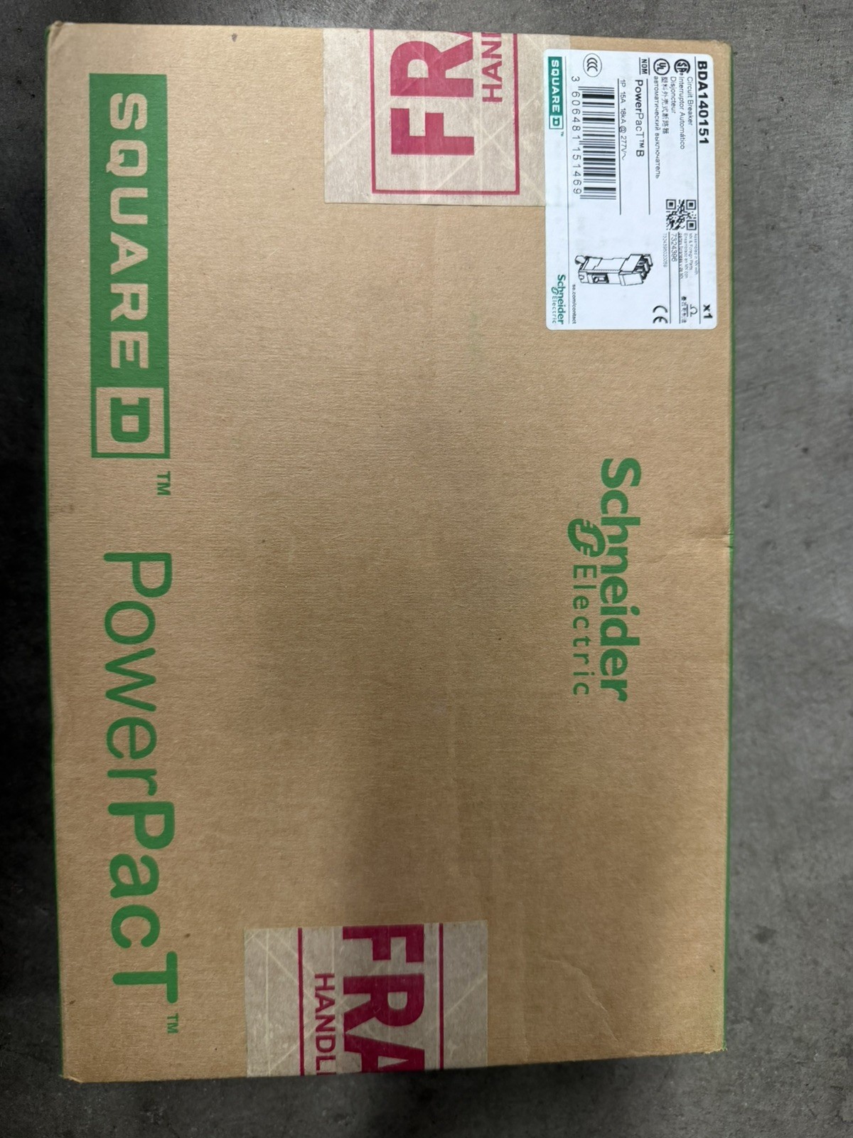BDA140151 – Schneider Electric I-Line Style Plug-In 480V 15A 1 pole circuit brea