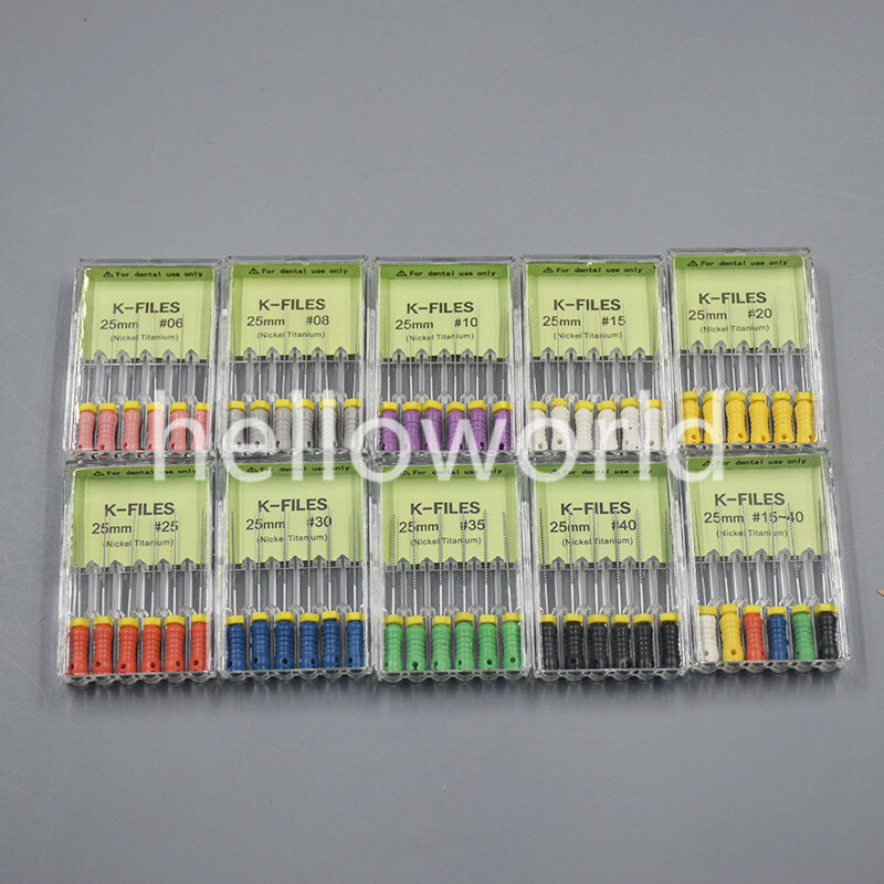 6 Pcs/Pack Nickel Titanium Dental Endodontic Root Canal Hand Use K-Files #15-40