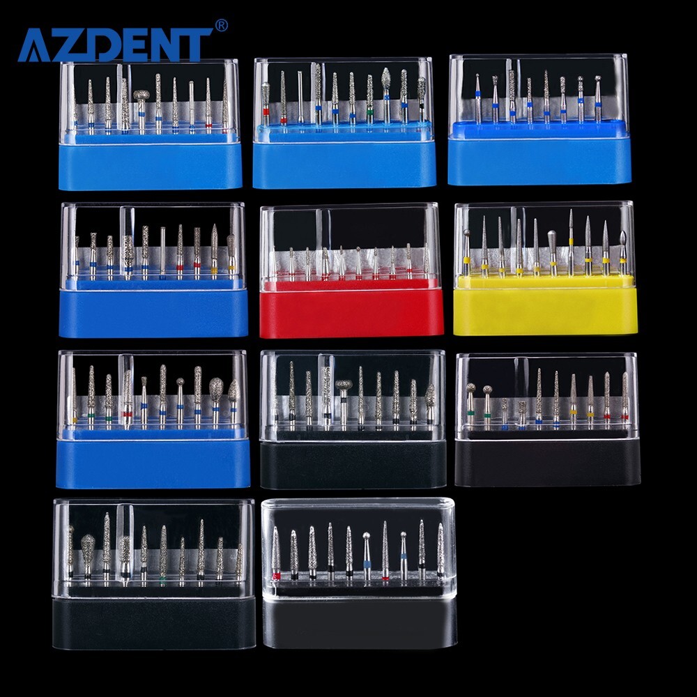 10 Boxes Mango de alta velocidad de diamante ultragrueso dental FG1.6mm 450,000