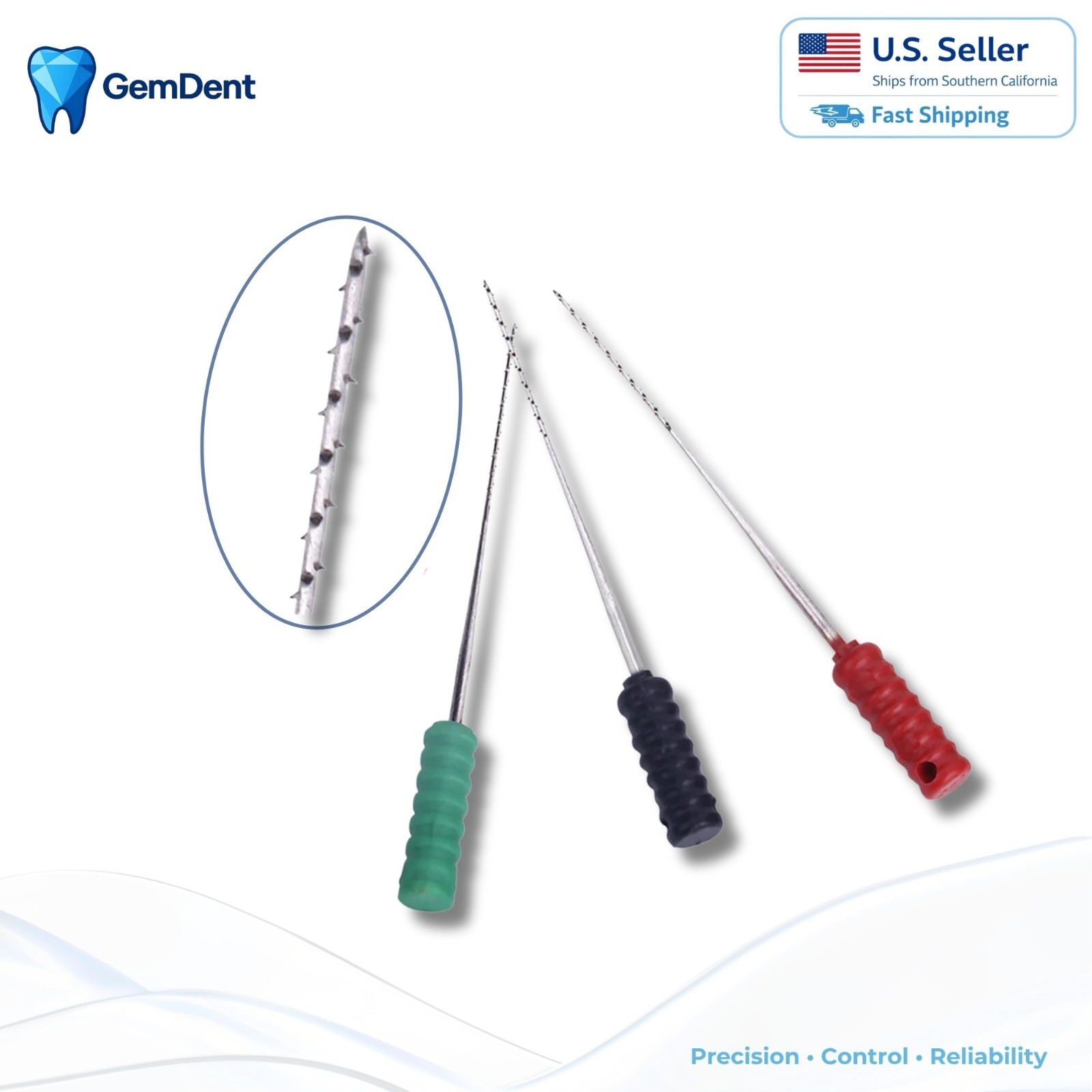 GemDent Dental Barbed Broaches Nerve Extractor Root Canal Pulp Removal #0-6 10pk