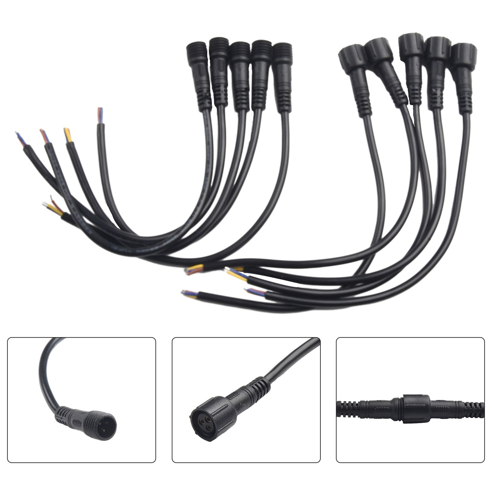 5Pair IP65 Waterproof 2/3Pin 22AWG Wire LED Male& Female Cable Connector UL94V-0