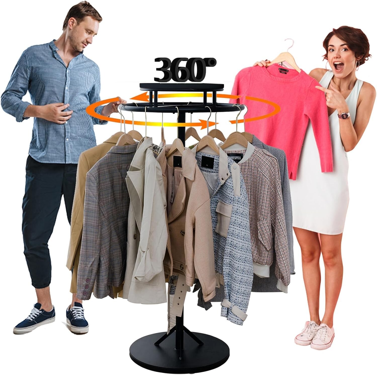 Round Floor-standing Clothing Rack, Spiral Pipe Display Rack Retail Store Supply