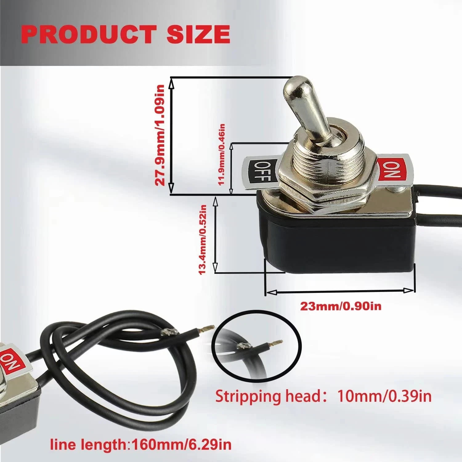 Heavy Duty Toggle Switch SPST 2 Pin ON/Off Rocker Toggle Switch 6A/125V 3A/25…