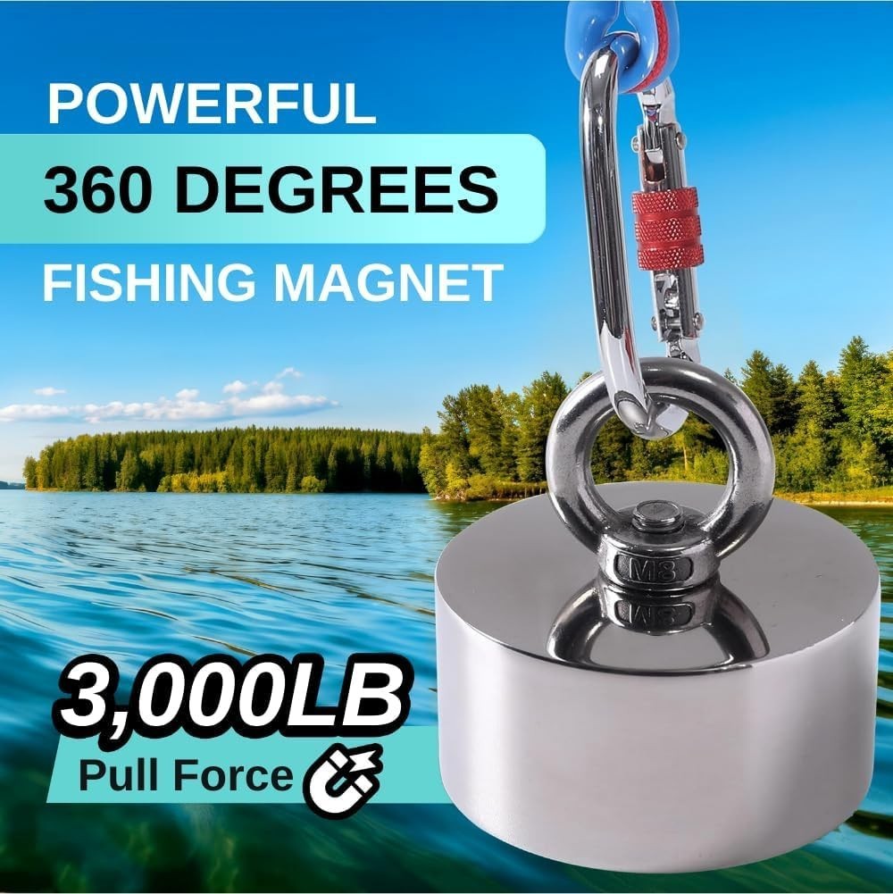 3000lb Complete 360 Degree Magnet Fishing Kit | Includes Strong 360 Neodymium…
