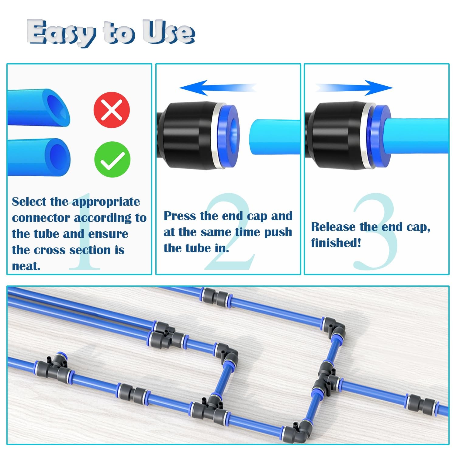 36PCS 1/4″OD Push to Connect Fittings Kit Quick Connect Air Hose Fittings 1/4…